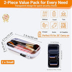 YQBRAO 2-Pack Small Clear Hard Shell Zipper Case White, 1.2mm Heavy-Duty Crush-Proof Makeup Bag, TSA Approved Toiletry Bag, Rigid Diaper Bag Organizer Pouches for Cables, Tech & Snacks