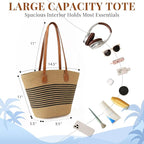 Beach Bags for Women, Summer Straw Beach Bag Straw Purse Shoulder Handbags Large Beach Tote for Summer Vacation