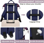 Laptop Backpack for Womem Work Bags: 15.6 Inch Travel BackPacks With USB Charging Port Anti Theft Fashion College BookBag Durable Back Pack Purse Bussiness Daypack for Nurse Teacher Purple Blue