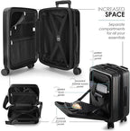 TRAVELARIM Black Hardshell Luggage Sets 4 Piece, Durable Suitcase Set, Travel Luggage Set with Integrated TSA Lock, 360° Spinner Wheels, Expandable Medium and Large Checked Suitcase, 20/24/28 Inch