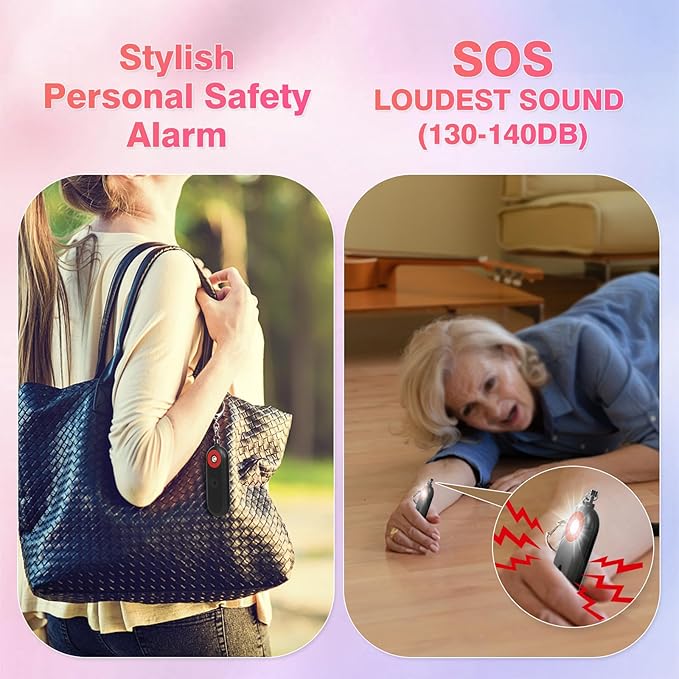 MtMinn Personal Safety Alarm for Women - 130dB Self Defense Keychains Siren Whistle, Replaceable Battery with SOS LED Strobe Light - Emergency Security Safe Protection Devices for Kids Elderly