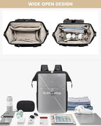 LOVEVOOK Laptop Backpack for Women, 15.6 Inch Work Laptop Bag with USB Port, Fashion Teacher Nurse Backpack Purse, Waterproof Travel Computer Backpack with Organizer Bag, 2PCS, Beige-Black