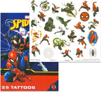 Spider-Man Spiderman Travel Blanket and Pillow for Kids, Boys - Bundle Blanket with Hood, Cloud Pillow, Tattoos, More | Spiderman Travel Accessories Set