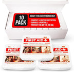 M2 BASICS Mini First Aid Kit Bulk Multi Pack, 10 Pack, 50 per Kit, 500 Total Pieces for Car, Travel, Home & Donations