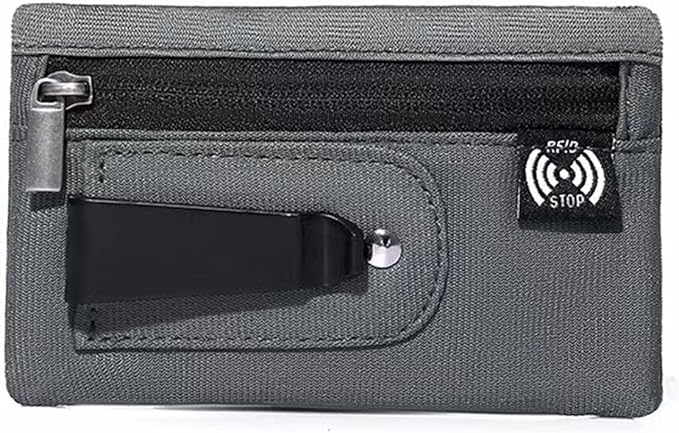 RFID Hidden Clip Stash Money Belt - Ultra Thin Anti-Theft Travel Pouch with Credit Card Slots for Women/Men, Perfect for International Travel, Daily Commute & Outdoor Activities (Dark Grey)