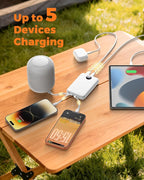 HAIARA 10000mAh Power Bank with 4 Built-in Cables,20W PD Fast Charging Portable Charger with LED Display,USB-C & USB-A Outputs,5 Devices Simultaneous Charging,External Battery Pack for iPhone-White