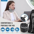 WANDER PLUS® Travel Neck Pillow, Pure Memory Foam Neck Pillow for Airplanes, Comfortable Breathable Cover, 360 Degree Support Ergonomic Design Best for Sleeping Plane Train Travel Essentials Max Grey