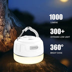Yonktoo Rechargeable LED Camping Lantern 1000LM, 300H Runtime, 6400mAh, IPX5 Waterproof Tent Light for Camping, Hiking, Power Outages, Home, Emergency Use - Wireless Remote Edition,White