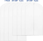 Simple Houseware 40/50-Inch Clear Garment Bags with Zipper for Suits, Dresses, Costumes, Uniforms - 7 Pack