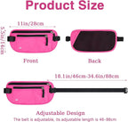 FuninCrea Waterproof Hidden Money Belt for Travel, Anti-Theft Belt Bag with RFID Blocking Function Adjustable Slim Waist Bag with 2 Zipper Pockets & 1 Back Pocket for Travel Running (B, Hot Pink)
