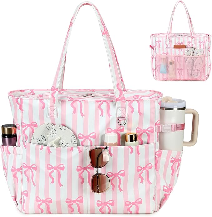 Bluboon Waterproof Beach Tote Pool Bags for Women Ladies Extra Large Carry On Bag With Wet Compartment for Weekender Travel