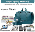 Large Travel Duffle Bag,Carry on Overnight Weekend Bag with Shoes Compartment,Weekender Bags for Women for Travel Business Trips Sport Hospital,3 Pcs Set,Peacock Blue