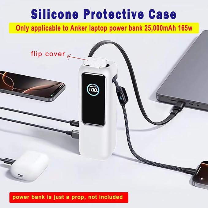 Silicone Case for Anker 165w Power Bank - Protective Cover for Anker 25000 mAh Laptop Portable Charger, Full - wrap Protection with Precise Port Cutouts (Clear)
