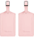 Travelambo Luggage Tags for Suitcases Faux Leather Privacy Protection 2 Pack Bag Tags Travel Accessories Essential, Light Pink