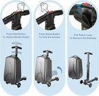 Scooter Luggage for Kids Scooter Suitcase for Ages 4-12, 4 in 1 Kids Luggage Boarding Suitcase Detachable & Foldable Scooter Travel Trolley Ride On Luggage-Black