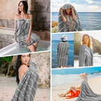 YSYJ 12 Pack Turkish Beach Towel Oversized Beach Towels 36"x71"Turkish Towel Soft Sand Free Quick Dry Lightweight Beach Towel Bath Towels Grey
