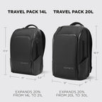 NOMATIC 20L Travel Pack - Mens Travel Backpack - Expandable to 30L - Water Resistant Daypack - TSA-Ready - Lightweight Business Traveling Backpack for Men - 16" Laptop Compartment