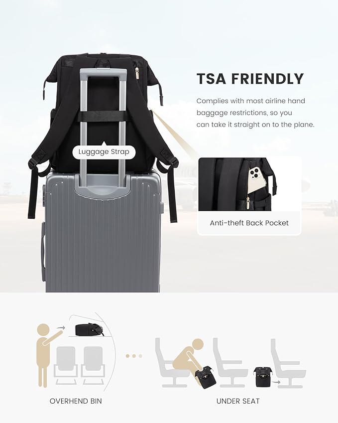 LOVEVOOK 17.3 Inch Laptop Backpack for Women, Large Capacity Travel Backpack with Organizer Bag, Waterproof Carry on Backpack Work Bag with USB Port, Teacher Nurse Backpack Purse, 2PCS, Black