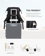 LOVEVOOK Laptop Backpack for Women, 15.6 Inch Work Laptop Bag with USB Port, Fashion Teacher Nurse Backpack Purse, Waterproof Travel Computer Backpack with Organizer Bag, 2PCS, Beige-Black