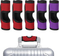 uxcell 5 Pcs Luggage Handle Wrap, Hollow Neoprene Handbag Grip Cover Protector Luggage Identifiers Suitcase Handle Wraps for Luggage Suitcase Travel Bags, Red, Purple
