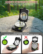 Sportneer Compass: Accurate Durable Lightweight Orienteering Compass with Strap and Carrying Case, Glow in The Dark Waterproof Hiking Essentials for Camping Backpacking, Best Survival Gifts for Kids
