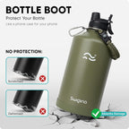 Swigina [2-IN-1 LID] Gallon Insulated Water Bottle with Silicone Boot (48hrs Cold/24hrs Hot) - DIY Stickers, Leakproof, BPA Free, 128 oz