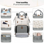 Maelstrom Travel Backpack for Women Men,Laptop Backpack Fits 15.6-17.3 Inch Laptop, Nurse/Work Bag with Insulated Lunch Box (Gray-beige)