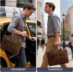 Augus Vintage Leather Briefcase for Men 15.6 Inch Laptop Computer Bag Retro Messenger Crossbody Shoulder Bag | Vintage Leather