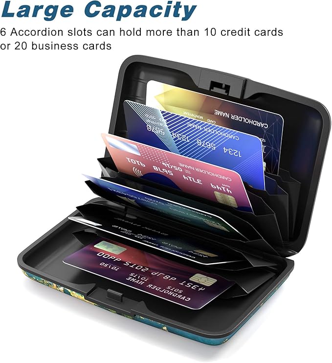 Credit Card Holder, Mini Aluminum Card Wallet RFID Blocking Slim Metal Hard Card Case for Women Men, Almond Blossom
