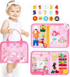 hahaland Busy Board for Toddlers Boys Girls Montessori Toys for 3+ Year Old Preschool Educational Learning Activities Toddler Travel Toys for Ages 3 4 5 with Life Skill Number Color Weather