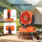Rechargeable Fan,Operated Camping Battery Powered Fan with Hook&Bright LED Light,Remote Control Timer Auto Oscillation Cordless for Outdoor Power Outage,Picnic,Barbecue,Fishing,Worksite,Home,Tent