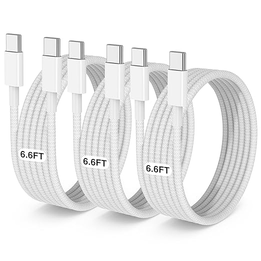 LOFPYE 3-Pack Grey 6.6FT 60W USB C to USB C Cable, Type C Fast Charging Cable for iPhone Air 17 16e 16 15 Pro Plus Pro Max，for Galaxy S25/S24, for iPad Pro/Air/mini, for MacBook Pro/Air and More
