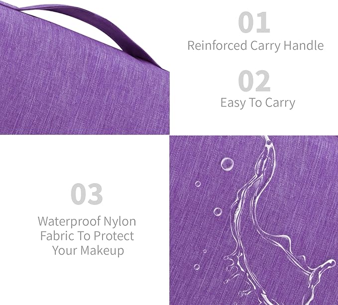 Lcsmaokin Large Capacity Toiletry Bag Travel Bag with Hanging Hook for Men and Women Waterproof Travel Cosmetic Bag Bathroom Storage Bag for Brushes Set, Full-Sized Shampoo, Toiletries, (Purple)