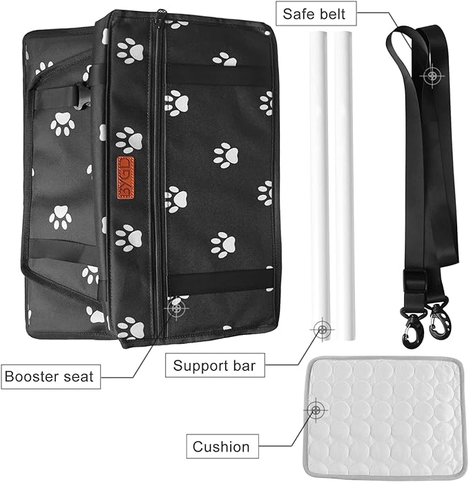 BYGD Dog Car Seat - Breathable & Foldable Pet Basket with Cushion, Suitable for Small & Medium Pets