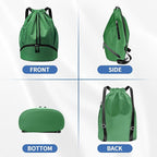 JELUTAR Drawstring Backpack Gym Bag with Shoes Compartment for Soccer, Basketball, Swim, Water-Resistant String Backpack Beach Cinch for Women Men, Dark Green