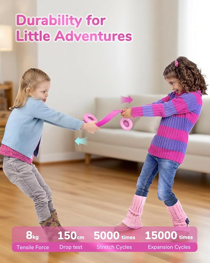 iClever BTH26 Active Noise Cancelling Headphones for Kids, 60H Play Time, Safe Volume 80dBA, Type C Fast Charging, Bluetooth5.4, Kids Bluetooth Headphones with Mic AUX Cord for iPad Airplane, Pink