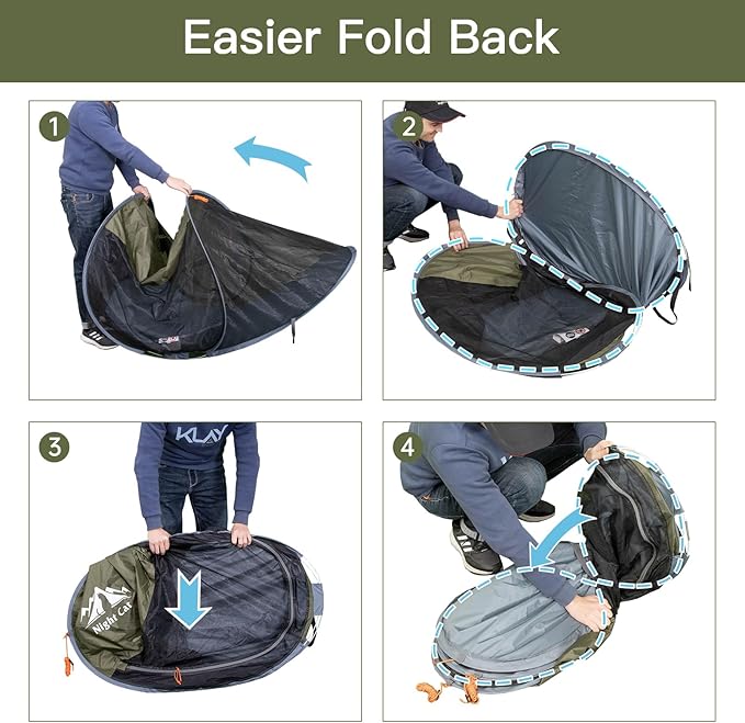 Night Cat Pop-up Mosquito Tent: 1 Person Camping Tent with Bug Screen Net Adults Fits for Camping Cot (Excluded)