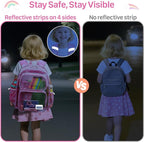 Bagseri Clear Backpack for Girls - 15 Inch Heavy Duty Kids Clear Bookbag for Kindergarten to Grade 2, Transparent School Bag with Reflective Strip, Fits Folders, Pink Unicorn