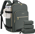 LOVEVOOK 40L Large Travel Backpack for Women Men, 17 Inch Carry on Backpack for Traveling on Airplane, Personal Item Travel Bag Airline Approved, Business Causal Weekender Backpack, Grey Green-Black