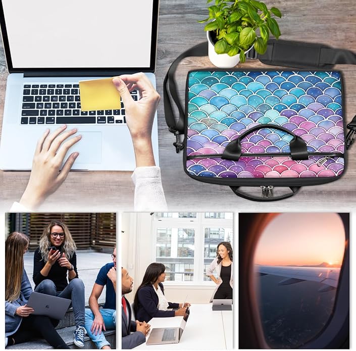 Laptop Shoulder Bag for Women Men, Waterproof Computer Case Messenger Bag Briefcase for Business Office Travel