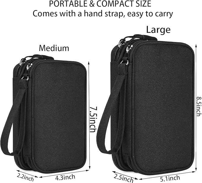 CAAORDKSO Electronics Organizer Travel Case, Charger Cord Organizer Case Tech Pouch Bag, Travel Essentials for Men Women Accessories, Cable, Cord, Charger, Phone, Power Bank, Earphone (Black, Large)