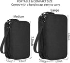 CAAORDKSO Electronics Organizer Travel Case, Charger Cord Organizer Case Tech Pouch Bag, Travel Essentials for Men Women Accessories, Cable, Cord, Charger, Phone, Power Bank, Earphone (Black, Large)