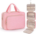 Wedama Toiletry Bag for Women, Large Cosmetic Travel Bag, Hanging Toiletry Bag for Bathroom, Thickened PVC Waterproof Travel Makeup Bag, Toiletries Bag for Travel Business Trips and Camping, Pink