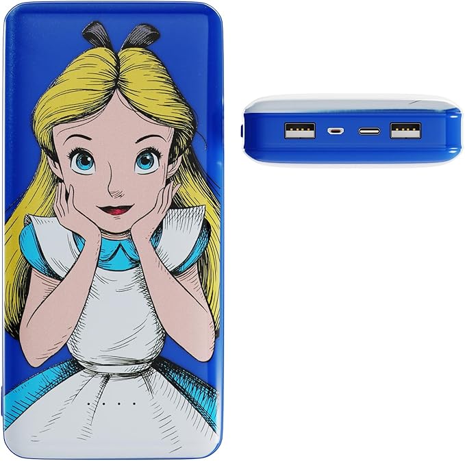 Disney Alice in Wonderland 10,000Mah Power Bank- Universally Compatible Portable Phone Charger Battery Pack w/USB Charging Port - Alice Gifts for Women, Men, Teens and Kids