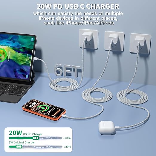 [Apple MFi Certified] iPhone Charger Fast Charging,6FT 3Pack Fast USB C Wall Chargers Plug Adapter USB C to C Cable Cord for Apple iPhone 17E/17/17 Pro/17 Pro max/Air/16/16 Pro Max/15,iPad Pro,Airpods