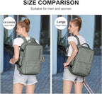 WONHOX Large Travel Backpack Women, Carry On Backpack,Hiking Backpack Waterproof Outdoor Sports Rucksack Casual Daypack with USB Charging Port Shoes Compartment, Dark Green