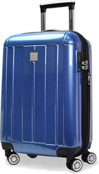 World Traveler VentureX Airline Approved 20-Inch Carry-On Luggage – Lightweight Hardside Polycarbonate Suitcase with Spinner Wheels - Contour Blue