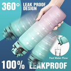 OLDLEY Water Bottle, 32oz Motivational Sports Water Bottle with Time Marker - Times to Drink - Tritan, BPA Free, Wide Mouth Leakproof, Anniversary Birthday Gifts for Men Women,Bubble Gum (1 Bottle)
