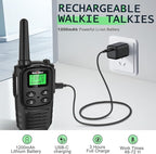 MaxTalker Walkie Talkies Long Range for Adult, MT10 Rechargeable Walkie Talkies FRS Two Way Radio, NOAA, 1200mAh Li-ion Battery USB-C Cable, LED Flashlight, VOX Walkie Talkie for Hiking Camping 2Pack