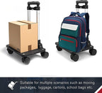 Zoofen Folding Hand Truck Lightweight Luggage Cart with 4 Wheels Compact Trolly Cart with 2 Elastic Ropes for Luggage,Backpack, Bags, Travel and Office Use(24 * 31cm)